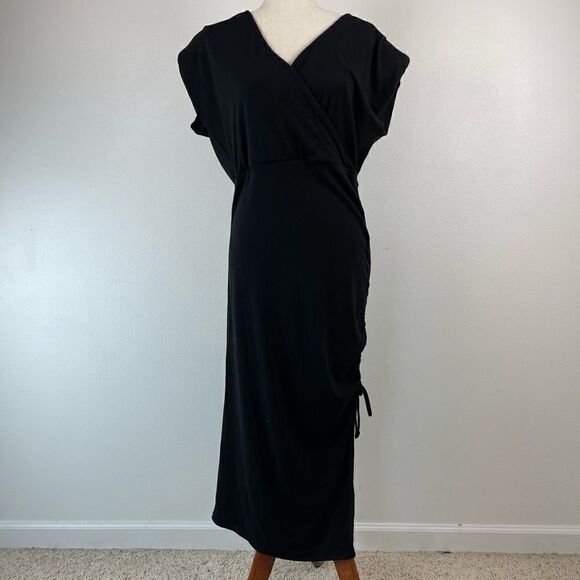 NWT Gibson Look Black Midi Dress Size L - Picture 1 of 9